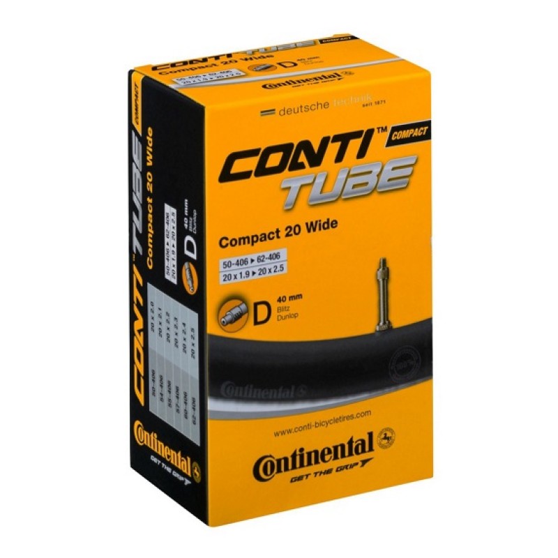 Dętka CONTINENTAL Compact 20 Wide Dunlop 40mm 50-406/62-406 Dętka CONTINENTAL Compact 20 Wide Dunlop 40mm 50-406/62-406