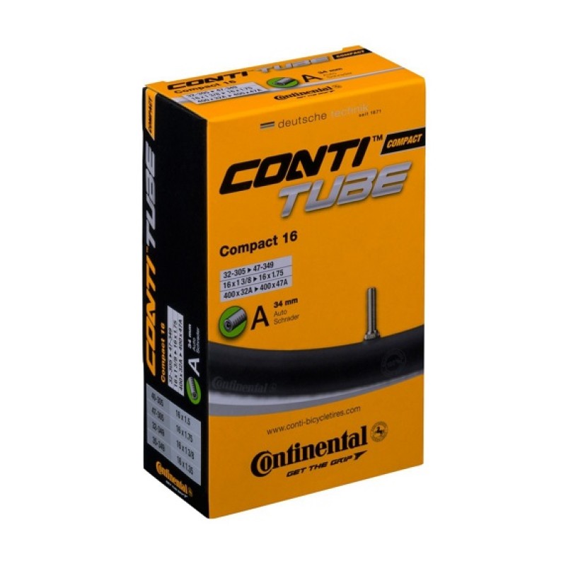 Dętka CONTINENTAL Compact 16 Auto 34mm 32-305/47-349 Dętka CONTINENTAL Compact 16 Auto 34mm 32-305/47-349