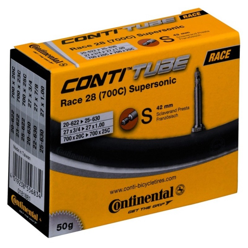 Dętka CONTINENTAL Race 28 Supersonic Presta 42mm 18622/25630 Dętka CONTINENTAL Race 28 Supersonic Presta 42mm 18622/25630